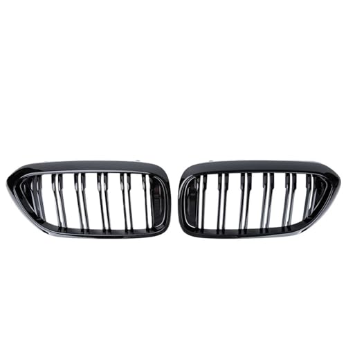 Frontgrills Für 5 Series G30 G38 525I 530I 540I 550I 2017-2020 ABS Doppellamellen Glanz Schwarz Front Nierengrill Front Bumper Grille(Gloss Black)