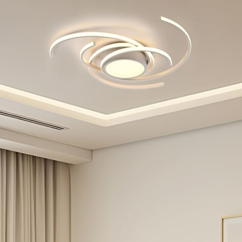 LQWELL ® Deckenleuchte LED Deckenlampe, 40W 3000K Küchenlampe Modern Schlafzimmerlampe aus Aluminium Schwarz Weiß für Wohnzimmer Schlafzimmer Küche Balkon Flur Keller Büro, 750 * 750 * 100mm