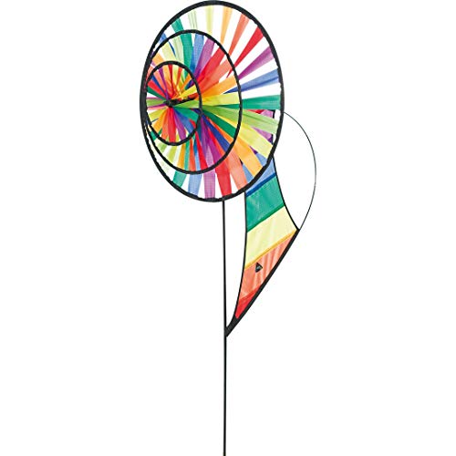 HQ Windspiration 100885 - Magic Wheel Triple Rainbow, UV-beständiges und wetterfestes Windspiel - Höhe: 96 cm, Tiefe: 47 cm, Rad-Ø: 40 cm, inkl. Standstab und Bodenanker