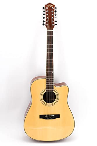 SQOE 12-Saitige Western Akustik Gitarre J-20 Fichtendecke Dreadnought 12-String