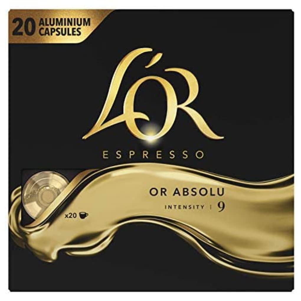 L'Or Espresso Kaffee – 200 Kapseln Gold Absolu Intensität 9 – kompatibel mit Nespresso®* (10 x 20 Stück)