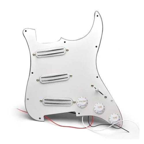 Schlagbrett Tonabnehmer für E Gitarre Zubehör für E-Gitarren Mehrfarbiges SSS-Schlagbrett mit vorverdrahtetem Mini-Humbucker für E-Gitarre 9K/9K/9K(White-WH pickguard)