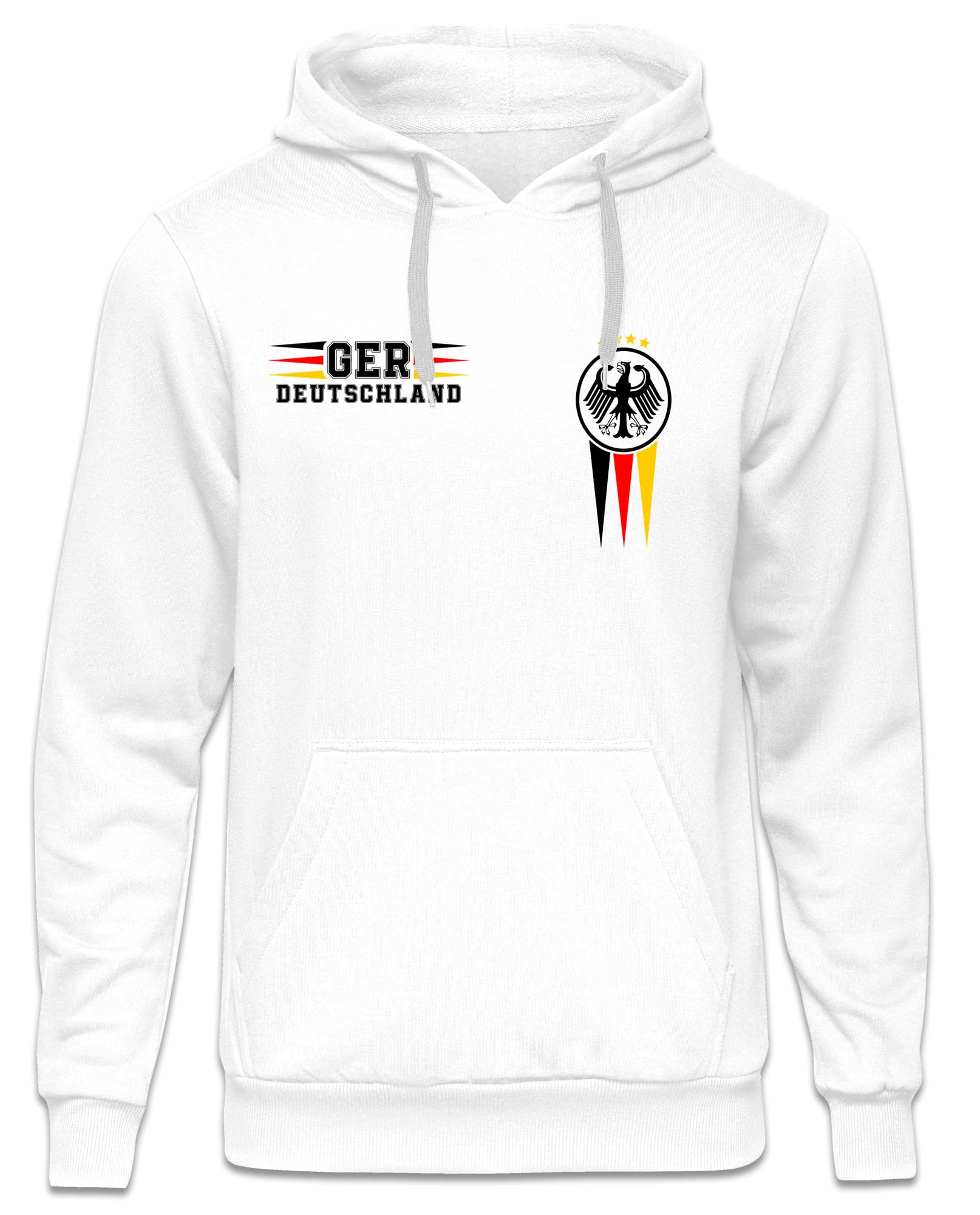 UGLYSHIRT Deutschland Herren Kapuzenpullover | Germany Hoodie Deutschland Pullover Deutschland Trikot Fanartikel Fussball EM WM Deutschland Flagge | M12 FB Weiß (XXL)