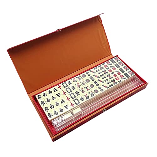 BZVCRTYKL Mini-Mahjong-Spielset, traditionelles chinesisches Mahjong-Spielset mit 144 Kacheln in Minigröße, Mahjong-Set for Reiseparty-Familienspiel/617