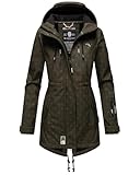 MARIKOO Damen Winter Jacke Winterjacke Mantel Outdoor wasserabweisend Softshell B614 [B614-Zimt-D-Olive-wp-Gr.L]