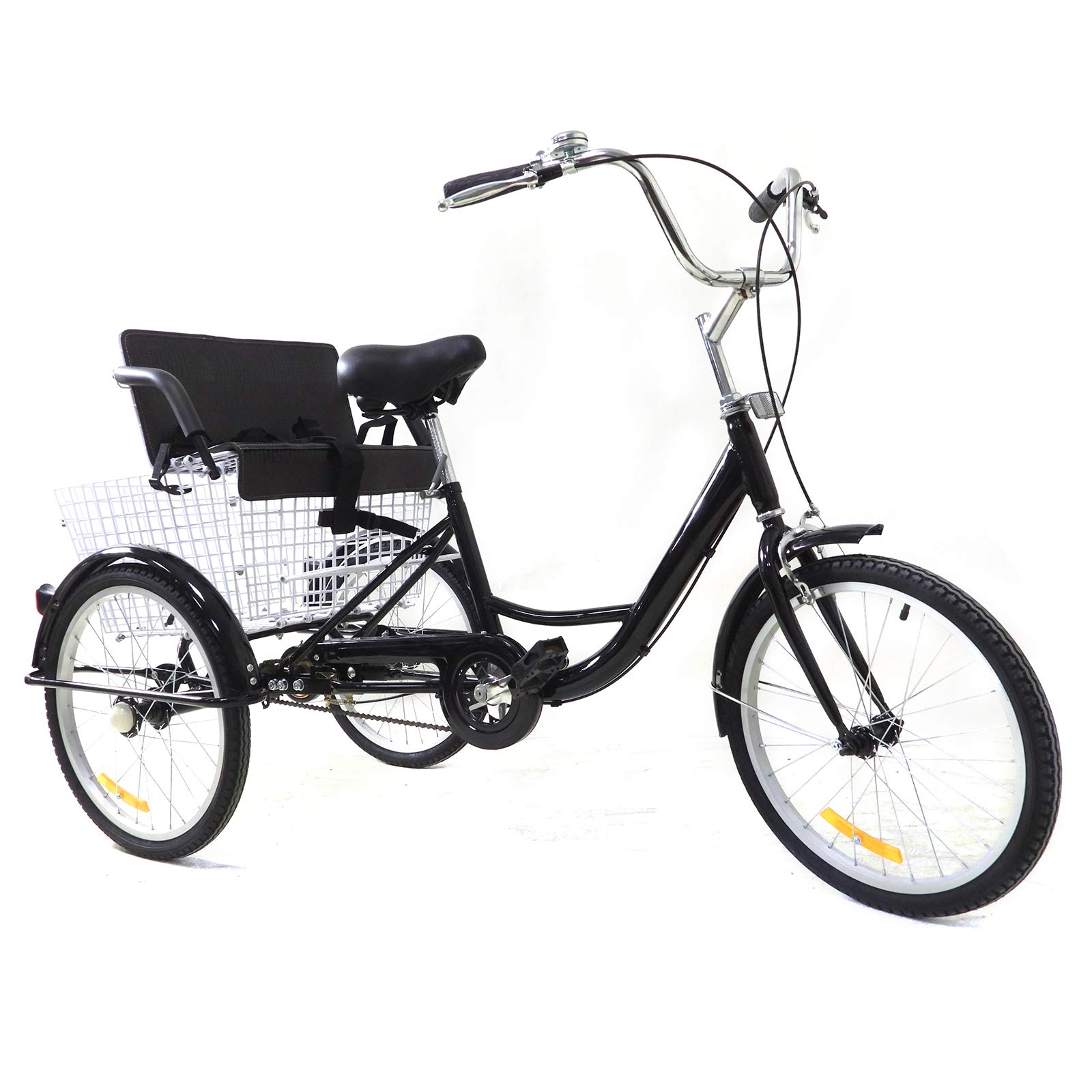 DJOAIUYF 20 Zoll Dreirad Für Erwachsene Dreirad Mit Einkaufskorb Dreirad Mit Faltbar Sitz Citybike-Dreirad Premium-Einkaufsdreirad Hochwertiger Stahlrahmen Mit Einkaufskorb