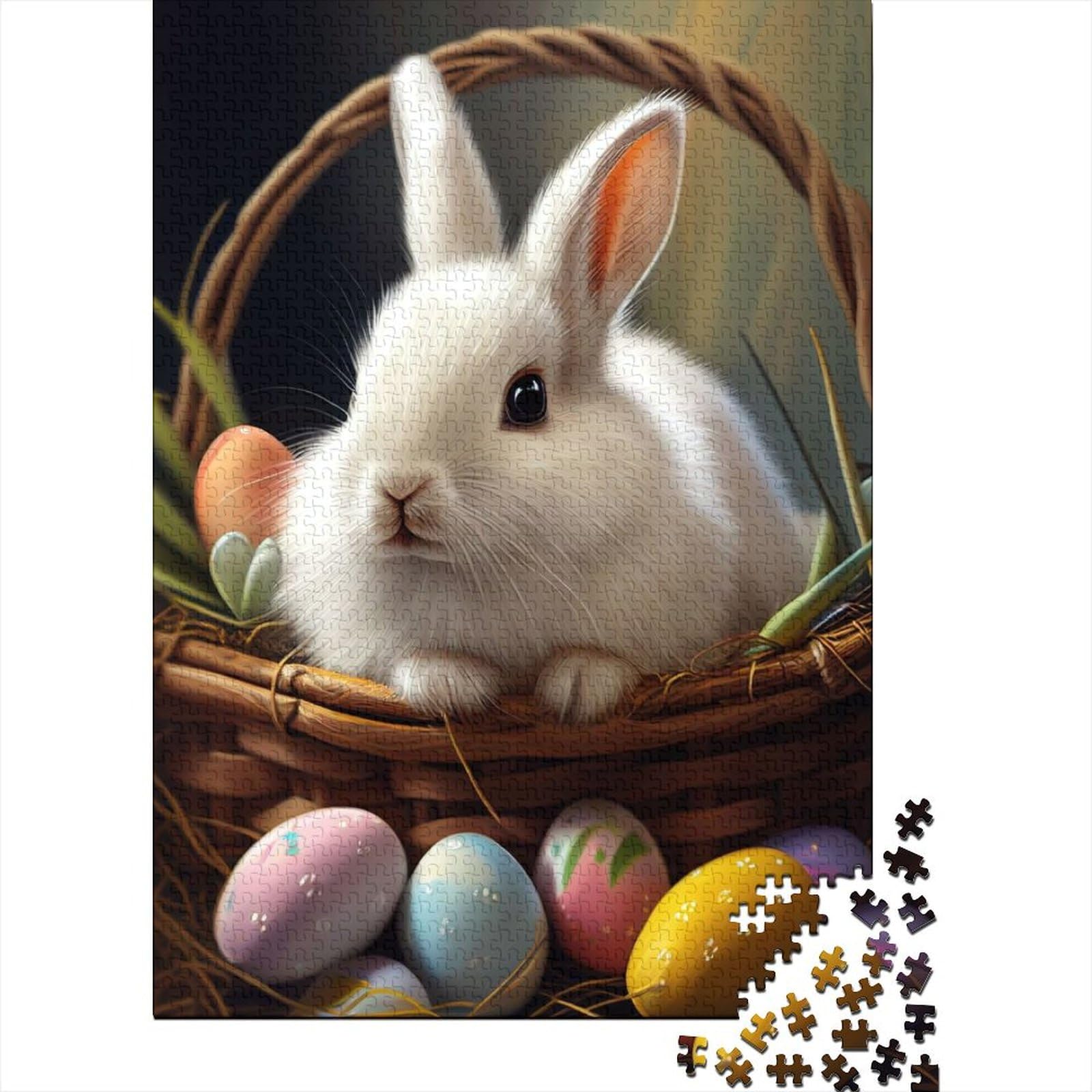 Kaninchen-Osterhase-Tier-schwierige, anspruchsvolle Puzzles Kunst-Puzzles für Erwachsene 1000 Teile Puzzles für Erwachsene Lernspiel-Herausforderungsspielzeug (Größe: 75 x 50 cm)