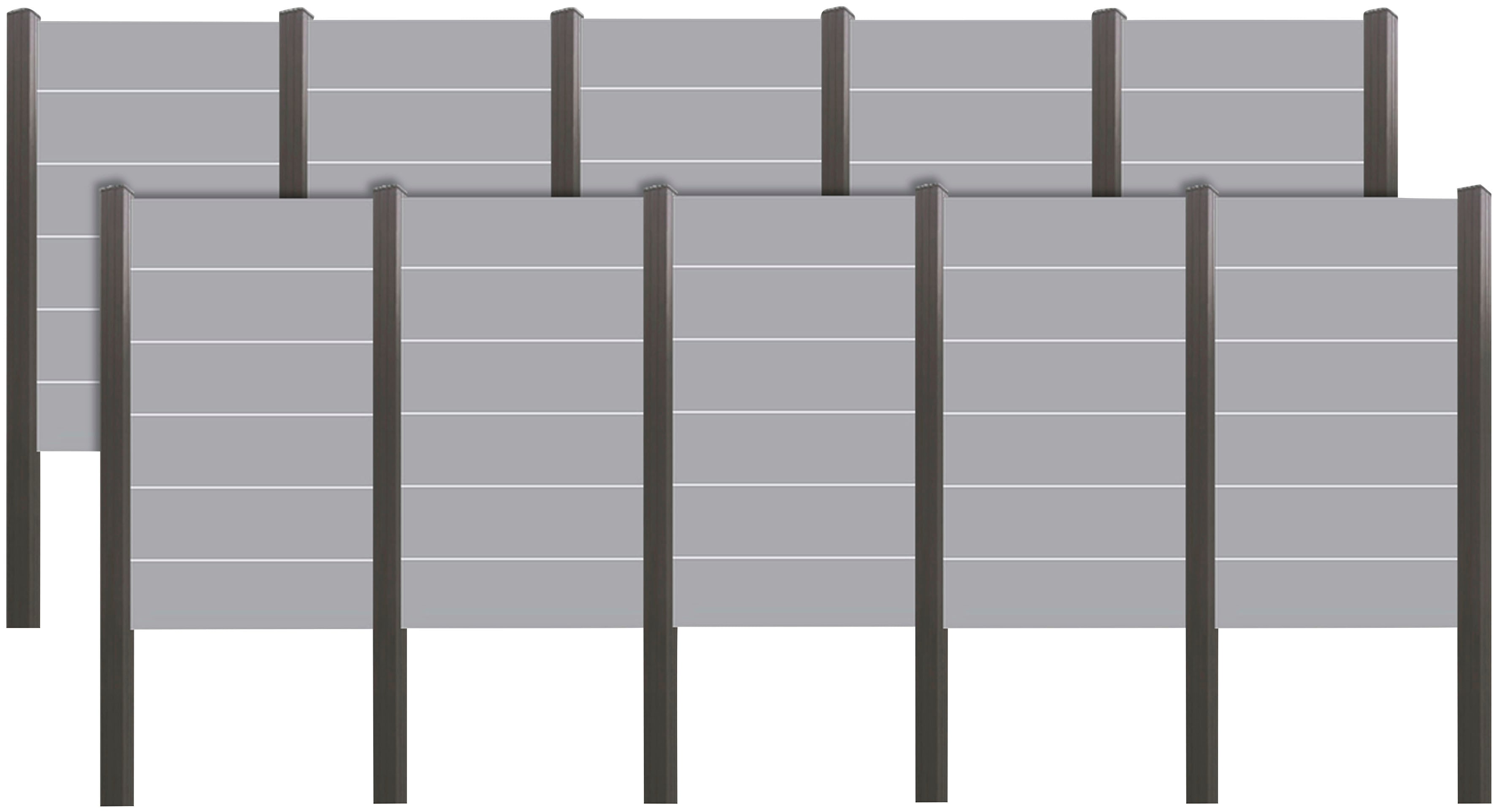 Tetzner & Jentzsch Sichtschutzelement "ROUNDROCK 8", (Set), Satiniertes Glas in Aluminiumpfosten