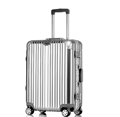 Koffer Trolley Reisekoffer Reisegepäck-Koffer-Spinner Mit Rollen, Hartschalen-Handgepäckkoffer Für Die Reise Koffer Gepäck Rollkoffer (Color : Silver, Size : 22in)