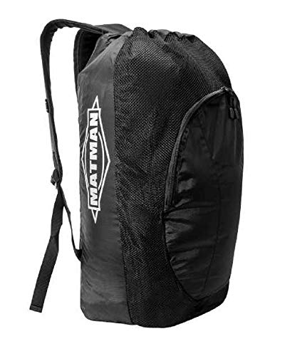 Matman Wrestling Gear Bag Erwachsene Nylon Mesh Sporttasche Leicht Gepolsterter Rücken Verstellbare Träger – Unisex Sporttasche Schwarz – 61 x 25,4 x 25,4 cm (Erwachsenengröße)