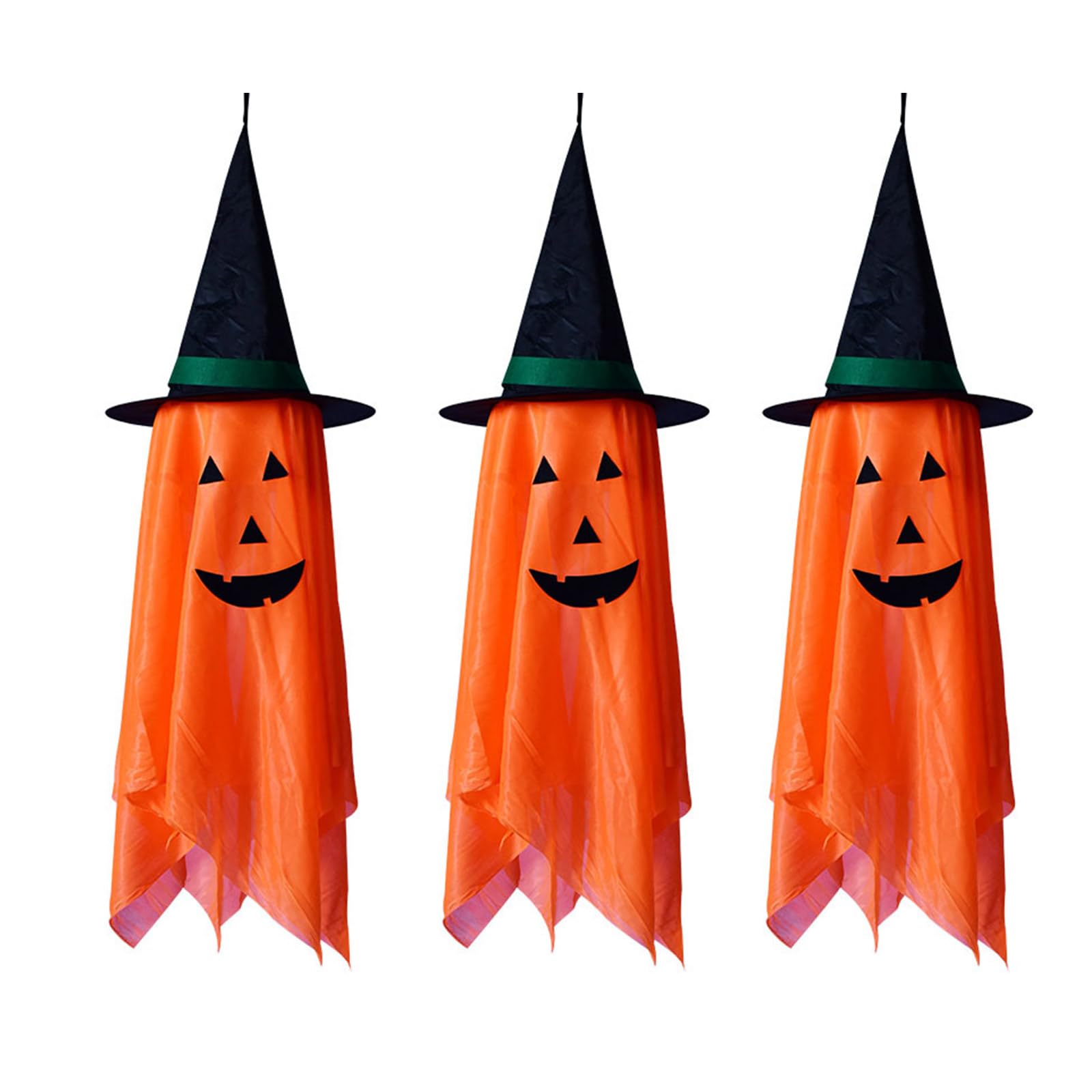 LIbgiubhy Set mit 3 Halloween-Kürbis-Ornamenten zum Aufhängen, Requisiten für Innen- und Außenbereich, Feste, Fensterdekoration, Schmuck