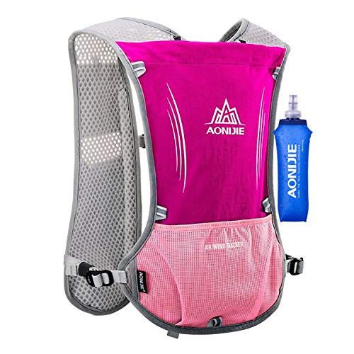 AONIJIE 5L Multifunktionale Ultrleicht Fahrradrucksack/Trinkrucksack Getränketasche mit 500ML Trinkflasche für Wandern, Training, Laufen, Klettern (Rose)