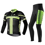 INBIKE Radtrikot Set Herren Fahrrad Trikot Langarm Radhose Fahrradbekleidung Männer mit 3D Sitzpolster Atmungsaktiv Elastische Schnell Trocknend für Radfahren MTB Jogging(S)