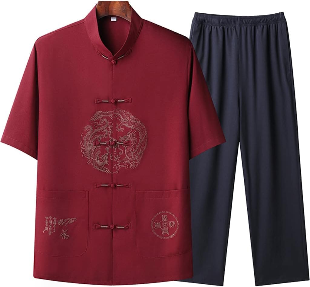 Sommer Dünne Tai Chi Uniform Tang Anzug Männer Chinesische Traditionelle Kleidung, Kampfsport Anzug (Rot1 XX)