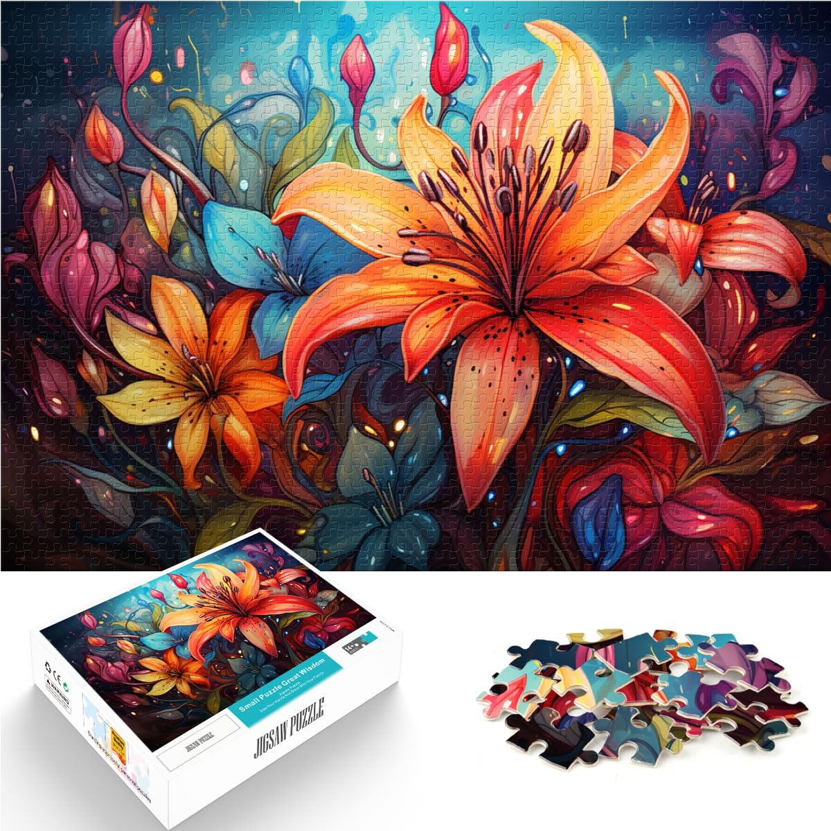 Spielzeug-Puzzle, Bunte Dschungelblumen, 1000 Teile, Puzzle für Erwachsene, Holzpuzzle ganze Familie und die 1000 Teile (50 x 75 cm)