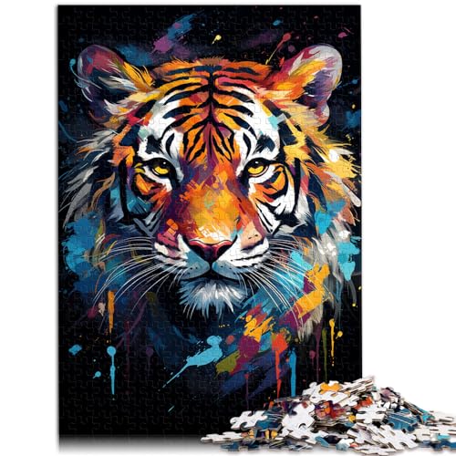 Puzzle-Geschenk, Gemälde eines bunten Tigers, Puzzle 1000 Teile, jedes Teil ist einzigartig – anspruchsvolles, unterhaltsames Spiel für die ganze Familie, 1000 Teile (50 x 75 cm)