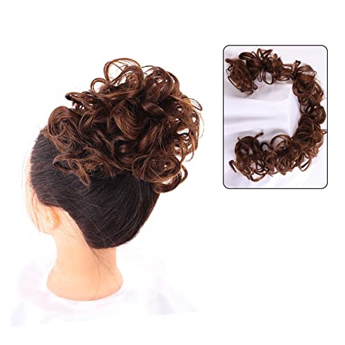 Bun Haarteile DIY Wickel-Pferdeschwanz-Haarknoten for Frauen, synthetischer Chignon, unordentliches elastisches Band, Haarknoten, Haarteil, 89,9 cm, Touseld Curly Wave Brötchen-Haarteil (Color : 2-30