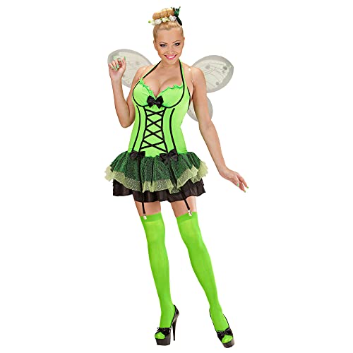 Widmann 76833 67833-Kostüm Grüner Schmetterling, Kleid mit Strapse, Flügel, Haarspange mit Blume, Tier, Falter, Fasching, Mottoparty, Karneval, Damen, Donne: 42-44