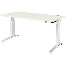 Schäfer Shop Genius Schreibtisch PLANOVA ERGOSTYLE, elektrisch höhenverstellbar, Rechteck, C-Fuß, B 1600 x T 800 x H 645-1305 mm, weiß