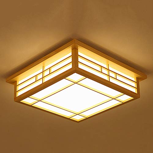 banborba LED Deckenlampe Holz, Japanisches Deckenleuchten Warmes Licht, Kronleuchter Lampe, Japanische Lammfelllampe für Wohnzimmer, Schlafzimmer, Esszimmer, Flur, Balkon