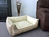 Hundebett Hundesofa Schlafplatz Kunstleder Similpelle 120 cm X 100 cm beige Champagner