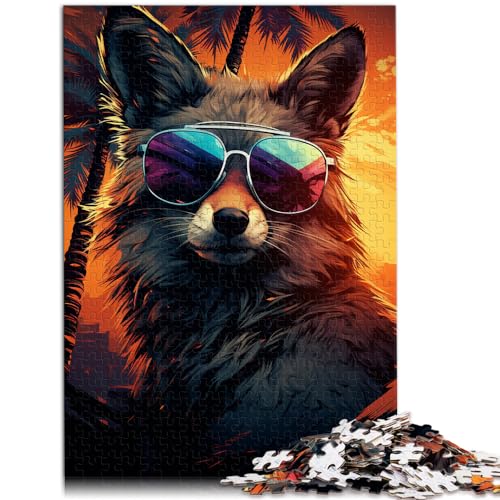 Puzzle-Geschenke, Spielzeug, Fuchs-Boss mit Sonnenbrille, 1000 Teile, Puzzle-Spielzeug, Holzpuzzle, Lernspielzeug, ganze Familie und (50 x 75 cm)