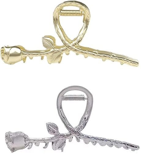 Haarklemmen, Clip-Haarspangen, Krallen-Clips, Haarklemmen, Haarklemmen, Haarnadeln/Haarspangen-Backenklemmen, 2 Stück, Haarspangen aus Metall, Haarklammern, Haar-Accessoires, Krallen, Rosenhaar