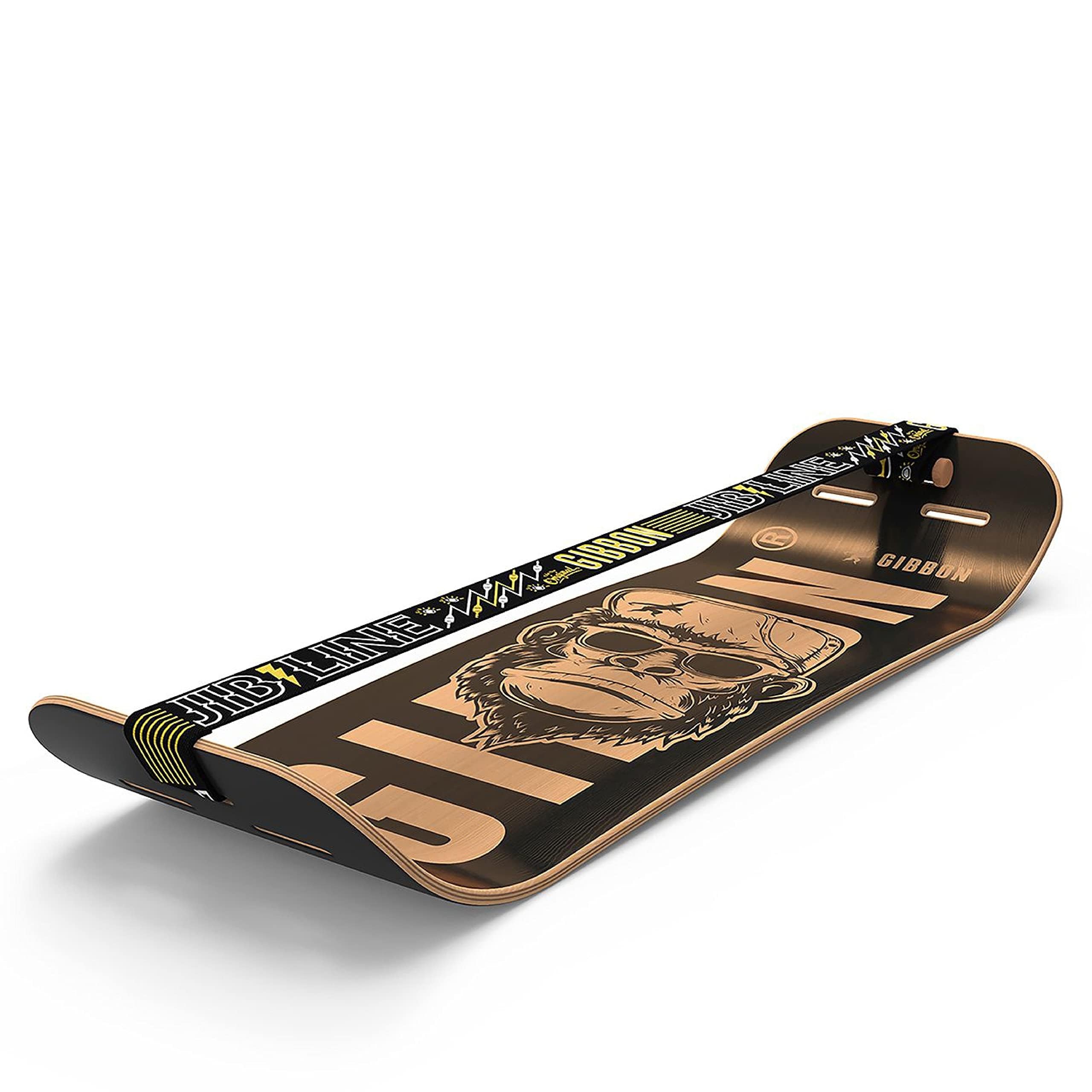 Gibbon GIBOARD Set Ceasar - Freestyle & Workout Balance Board | 106cm Länge | JibLine-Slackline | Lock & Roll-System | Kork-Pads | In- & Outdoor | FSC-zertifiziertes Holz | GIBBON APP für Übungen