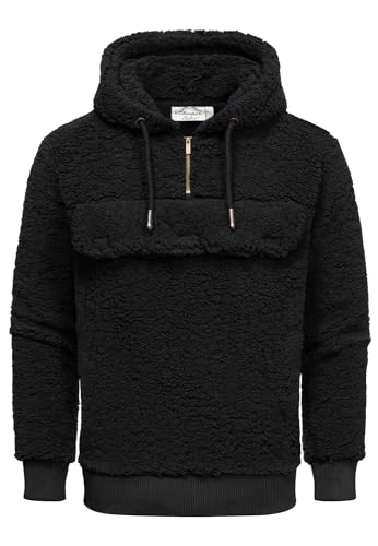 Amaci&Sons Herren Kapuzenpullover Teddy Sweatjacke Plüsch Hoodie Pullover Windbreaker 4066 Schwarz S