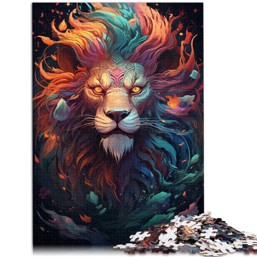 Puzzles für farbenfrohe psychedelische Seelenlöwen-Drachen-Puzzles 1000 Teile für Erwachsene, Holzpuzzle „Staycation Kill Time“, 1000 Teile (50 x 75 cm)