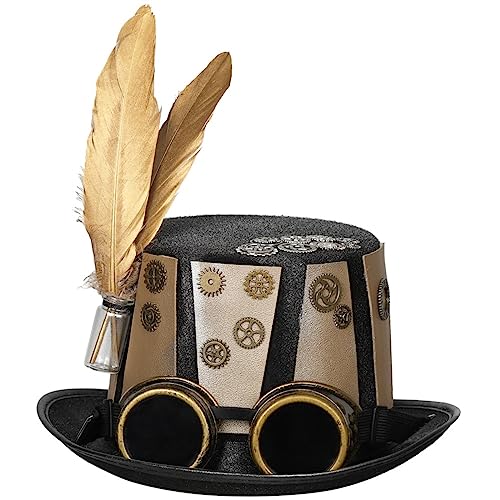 LARUISEE Viktorianischer Steampunk-Hut in Goldbraun, modisches Accessoire für Herren, Halloween-Dekorationen, Ornament-Accessoire, Damen-Accessoire