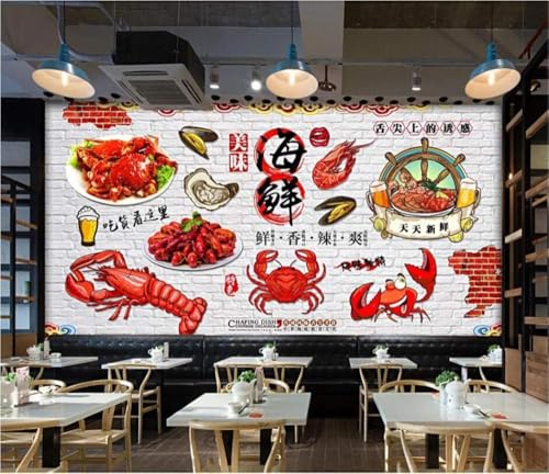 Leckere Meeresfrüchte Hummer Krabbe 3D Tapete Poster Restaurant Schlafzimmer Wohnzimmer Sofa TV Dekorative Wand-430cm×300cm