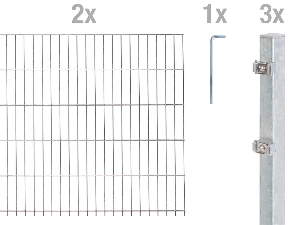 Alberts Doppelstabmattenzaun "Grundset", Höhe: 80 - 160 cm, Gesamtlänge: 4 - 30 m, zum Einbetonieren
