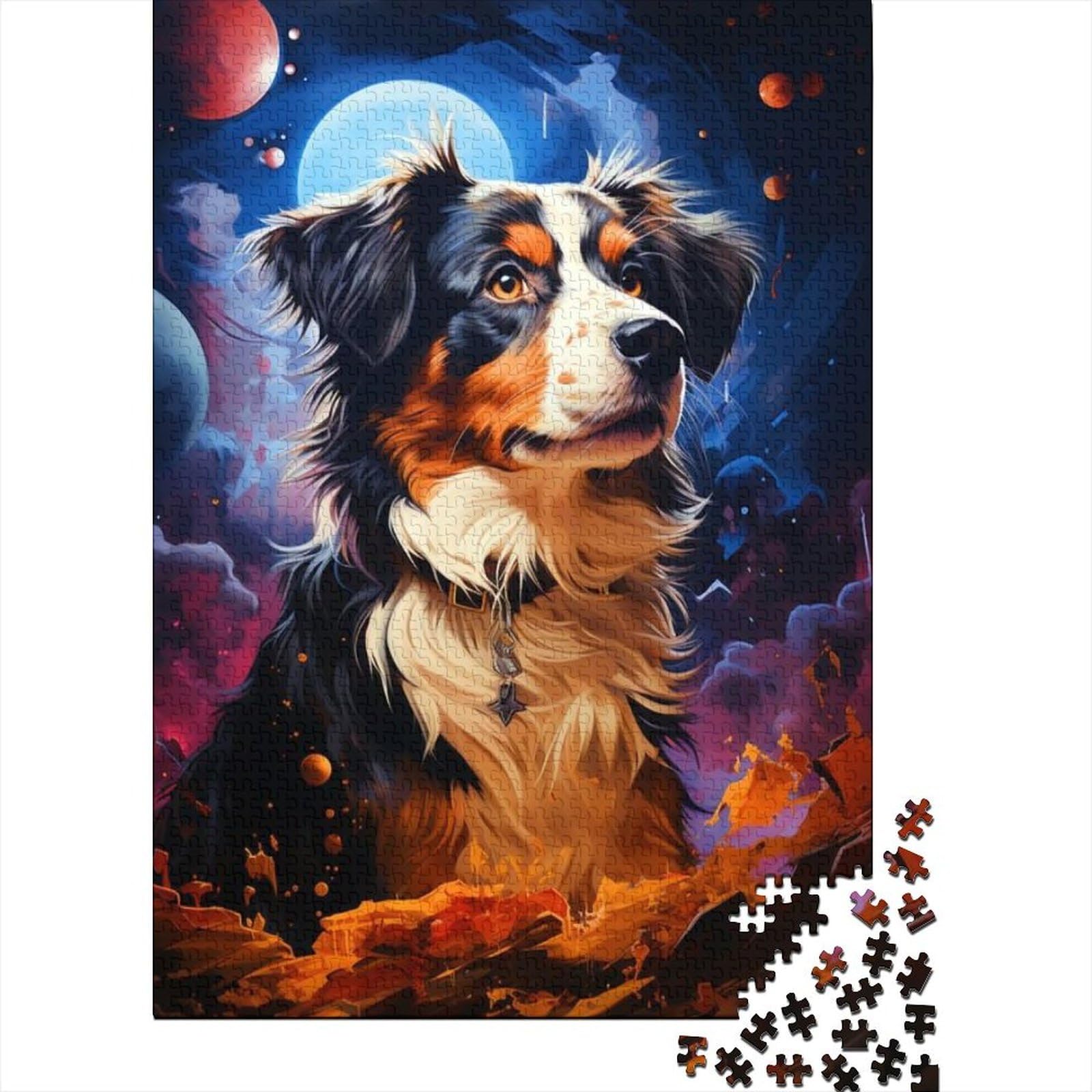 Schwierige, anspruchsvolle Puzzles, 1000 Teile, Tier-Fantasie-Hund, Holzpuzzles für Teenager, Geschenke, Holzpuzzles für Erwachsene, Teenager (Größe: 75 x 50 cm)