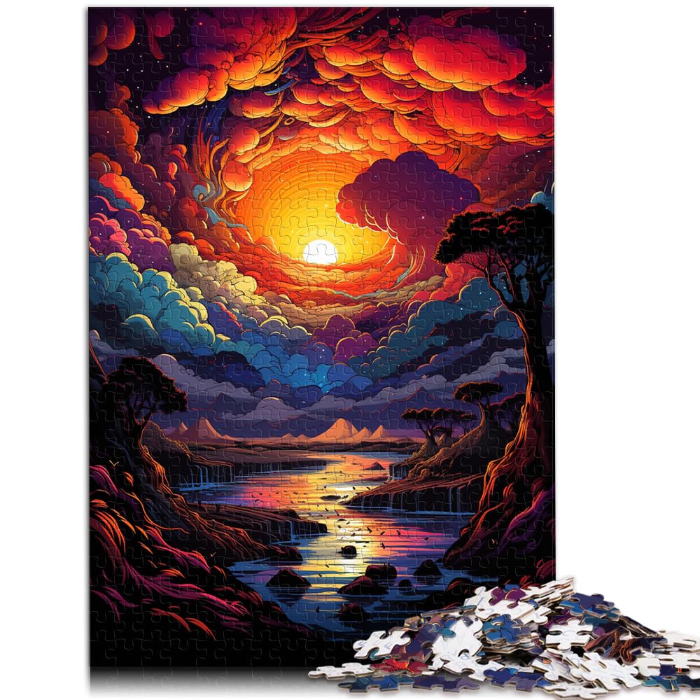 Puzzle Puzzle Farbenfrohes und fantastisches Sonnenuntergangsspektakel. Das 1000-teilige Holzpuzzle eignet ganze Familie und die 1000 Teile (50 x 75 cm)