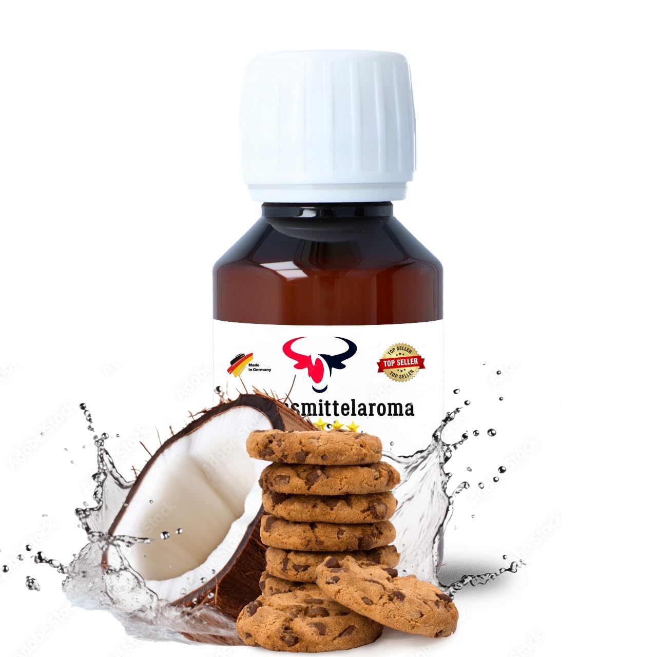 Kokosnuss Keks Konzentrat Drops hochkonzentriertes Aroma Lebensmittelaroma Intensives Aroma zum Backen in Lebensmitteln & Getränken, für Diffuser Vernebler Nebelmaschinen Wassersprudler uvm. (100 ml)