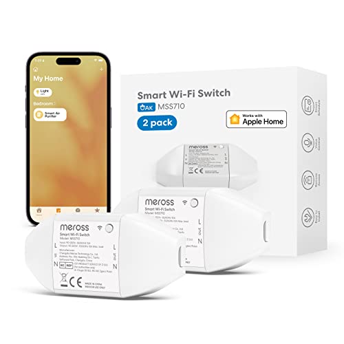 Meross WLAN Schalter funktioniert mit Apple HomeKit, Smart Switch Fernbedienung mit Sprachsteuerung mit Siri Alexa, Google Assistant, SmartThings, DIY Smart für elektrische Haushaltsgeräte (1)