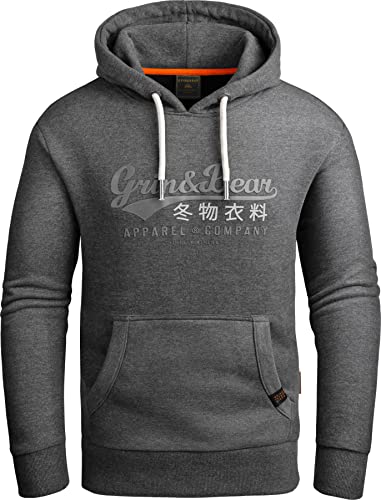 Grin&Bear Hoodie Herren Sweatshirt GEC704 Anthrazit XL