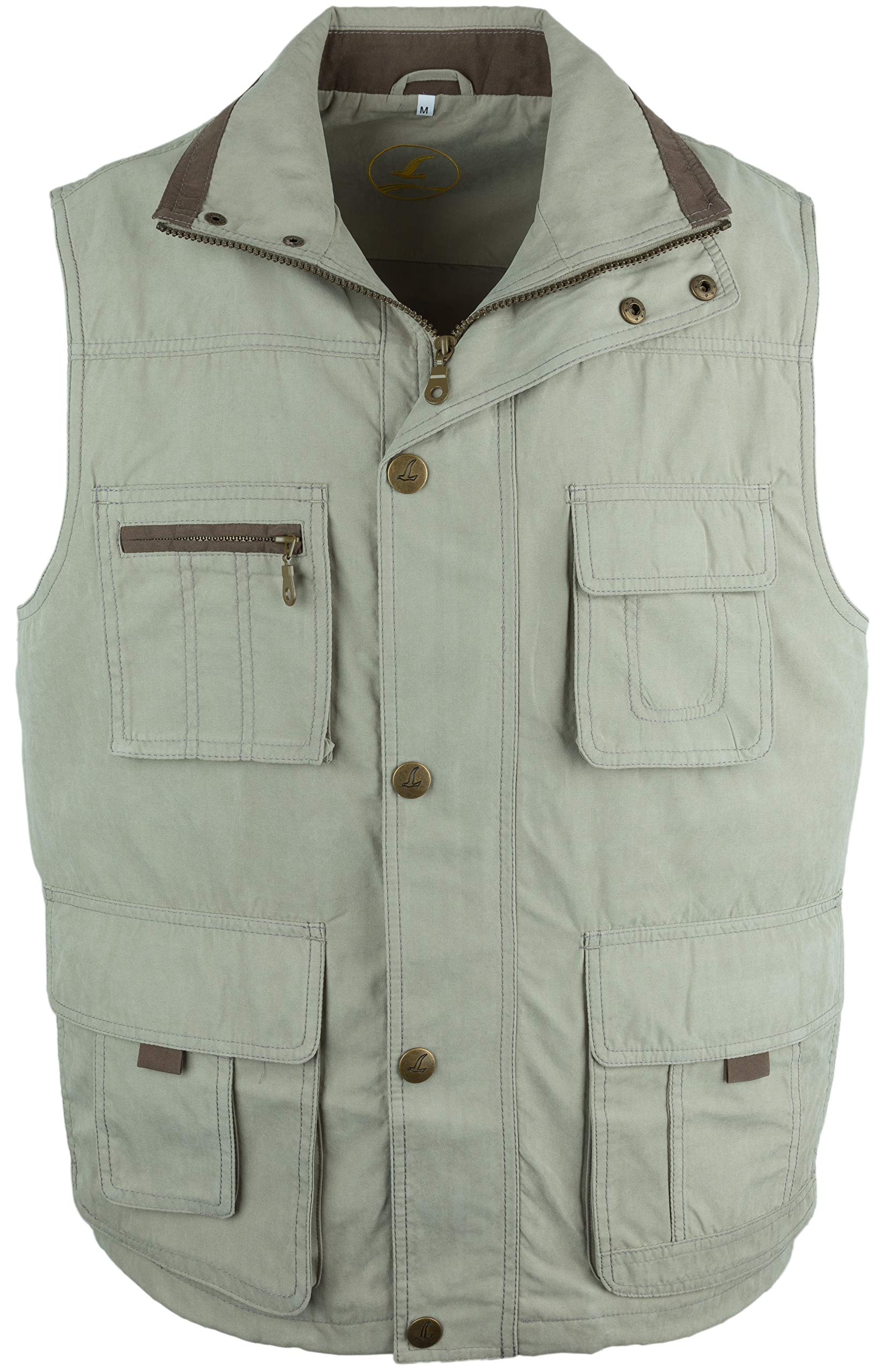 SOUNON Herren Micofaser Weste, Outdoor-Weste Beige (M2), Groesse: XL