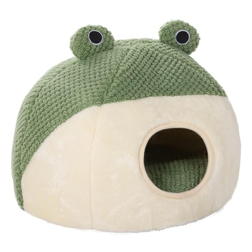 KAKASEA Schlafen warm im Winter, kleine Matte Korb kleine Hundehütte, winddicht, Welpennest mit Cartoon-Frosch-Design