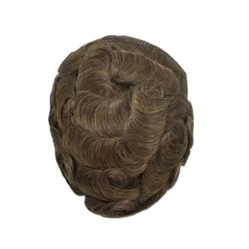 Männer Toupet 0,03 mm Untra dünne Haut Männerhaar-Toupet Männer Prothese Kapillare Remy Menschenhaar Natürliche Herrenperücken Protese Capilar Masculina Perücken Toupet Haar(Medium Light Brown)