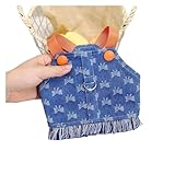 Hundekleidung, Welpengeschirr, Weste mit D-Ring für kleine und mittelgroße Hunde, Designer-Denim-Kleidung für Chihuahua, Pudel (Blau, M)