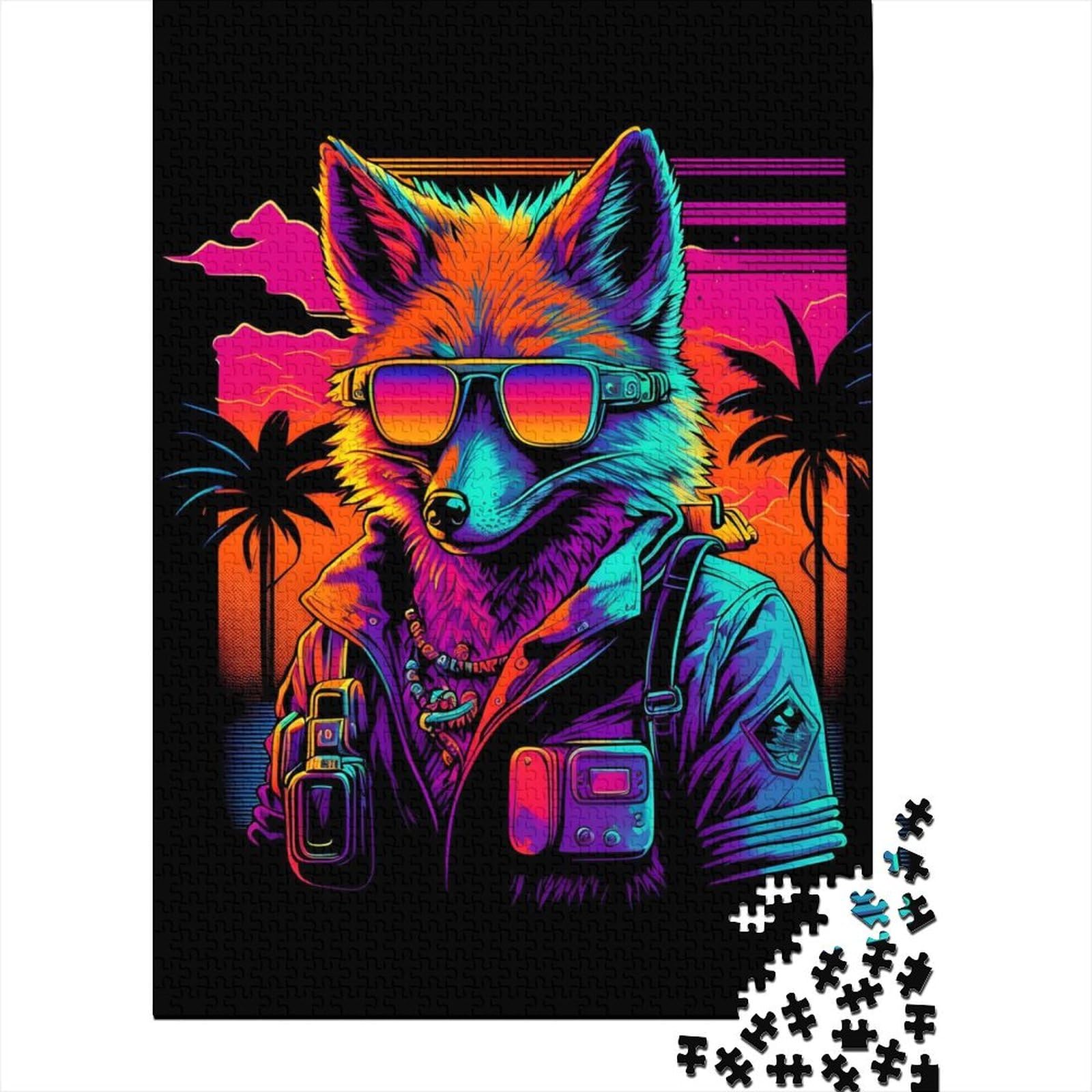 1000 Teile für Erwachsene, schwierige Puzzles, Red Fox Bomber Gangster, Holzpuzzles für Teenager, Geschenke, Holzpuzzles für Erwachsene und Teenager, 75 x 50 cm