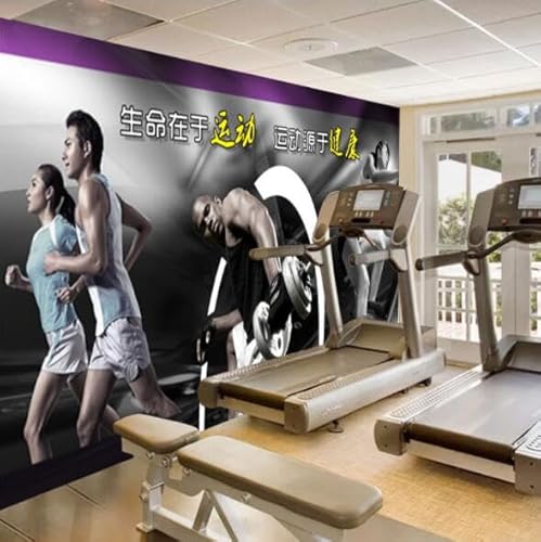 tyujlkjddlf Tapete Wandbild 3D Benutzerdefinierte Fitnessstudio, Sport, Hintergrund, Wandtapete, Bodybuilding, Fitnessstudio, Club, Dekoration, Tapetenwandbild-140Cmx100Cm