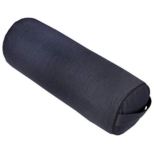 Bodhi Yoga-Bolster Made in Germany aus unserer Manufaktur, 65 x Ø 23cm, schwarz, mit Dinkel gefüllt