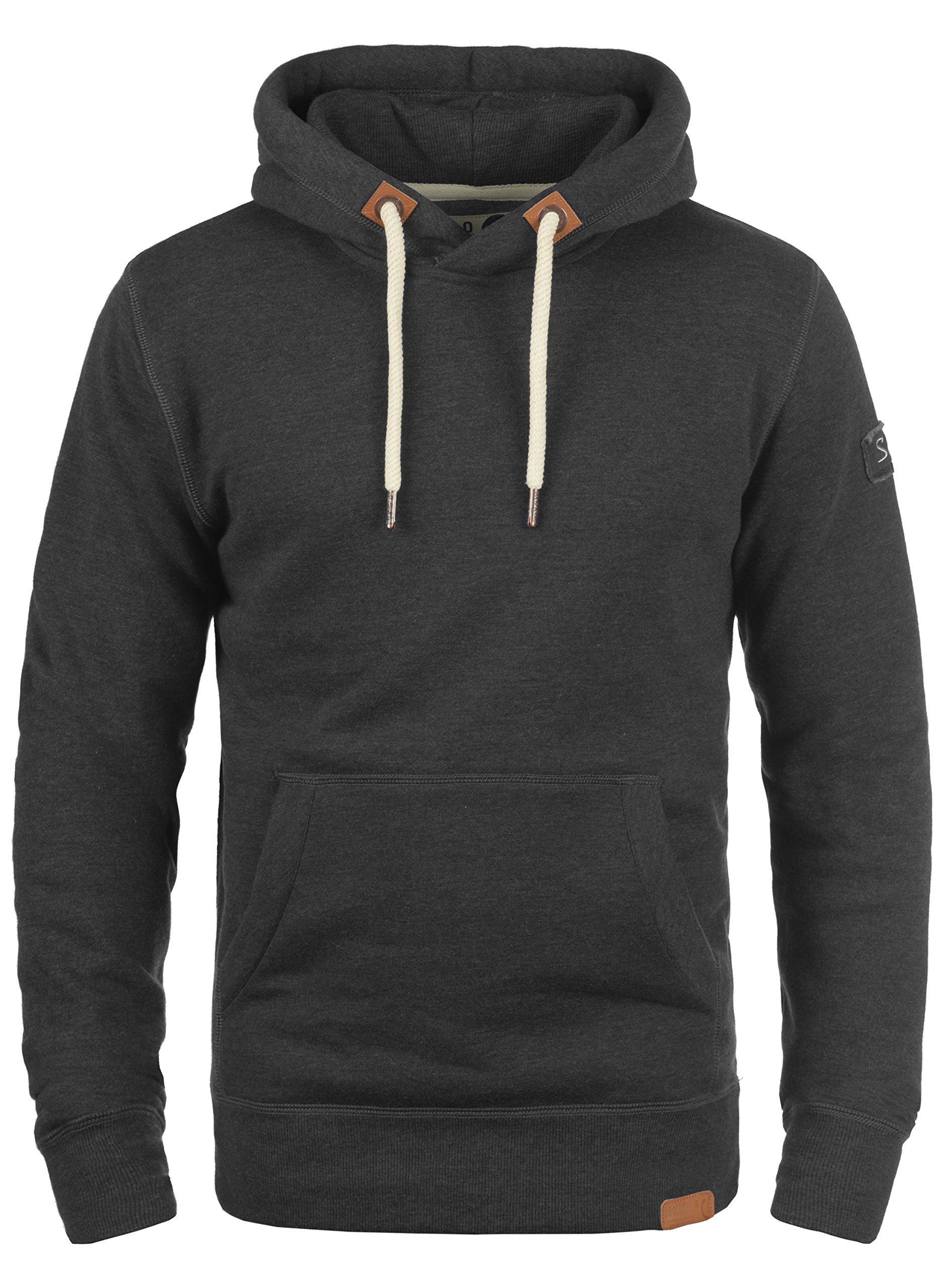 Solid TripHood Herren Kapuzenpullover Hoodie Pullover Mit Kapuze Und Fleece-Innenseite, Größe:M, Farbe:Dark Grey Melange (8288)