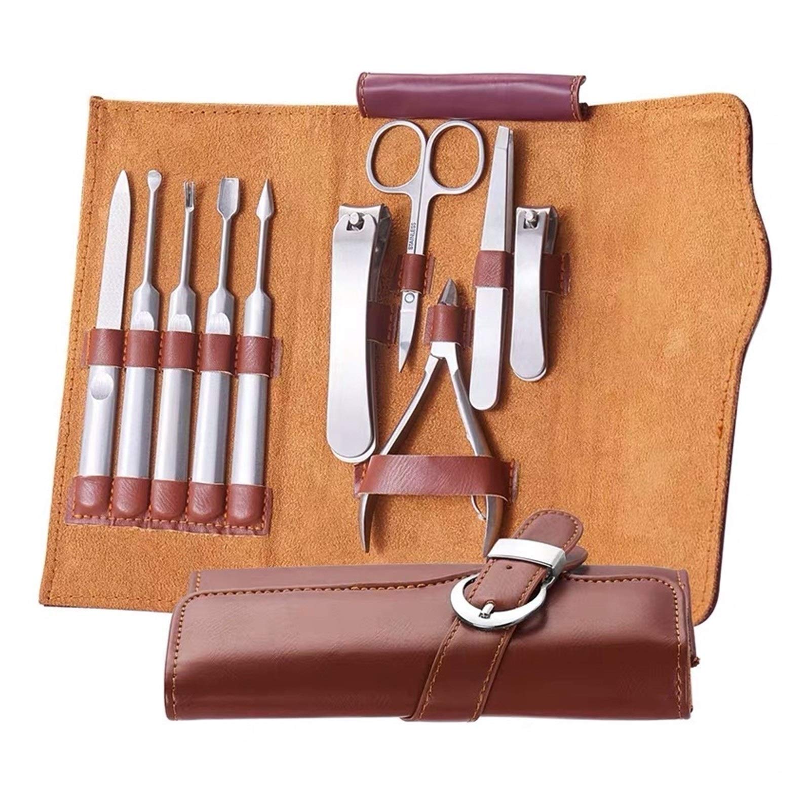 OPKDE 16-teiliges professionelles Nagelknipser-Set aus Edelstahl, Maniküre, Pediküre, Werkzeuge als Geschenk, 10 Stück (10 Stück, Silber)