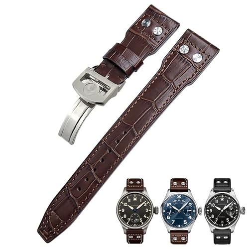 NEYENS Uhrenarmband aus echtem Leder, 22 mm, passend für IWC Big Pilot Watch IW3777, Kalbslederband, Black Buckle, Achat