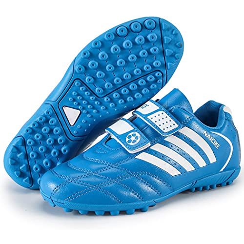 ZESLIV Fussballschuhe Kinder Fußballschuhe für Jungen Mädchen Turnschuhe Outdoor Trainingsschuhe rutschfeste Sportschuhe Klettverschluss Kinderschuhe Blau 33