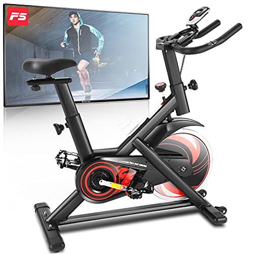 ANCHEER Heimtrainer Fahrrad 150 kg belastbar,Indoor Cycling Fitnessbike mit APP-Anschluss,Unendlicher Widerstand,Herzfrequenz Sensorleiste,18 kg Schwungrad